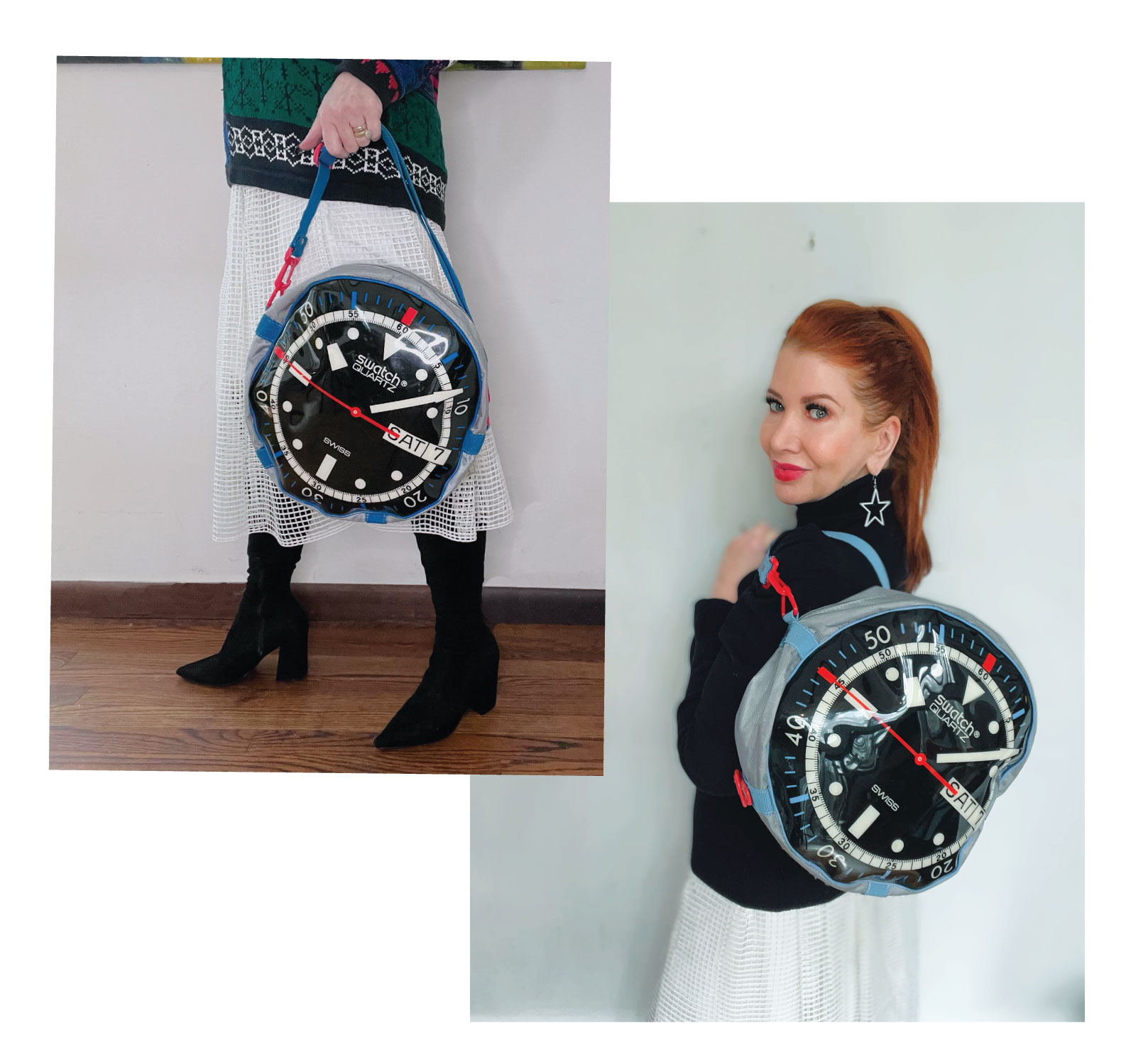 vintage 80s fashion swatch clock bag